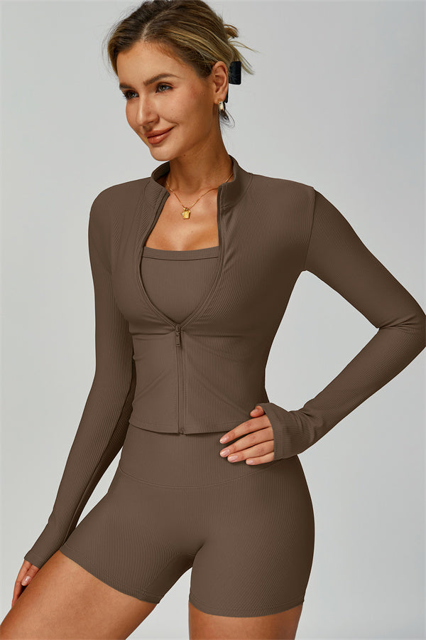 The Burst Jacket Sports Bra Shorts 3-Piece Set