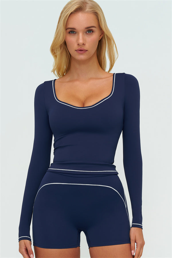 The Amara Long Sleeve T-shirt Shorts 2-Piece Set Cobalt
