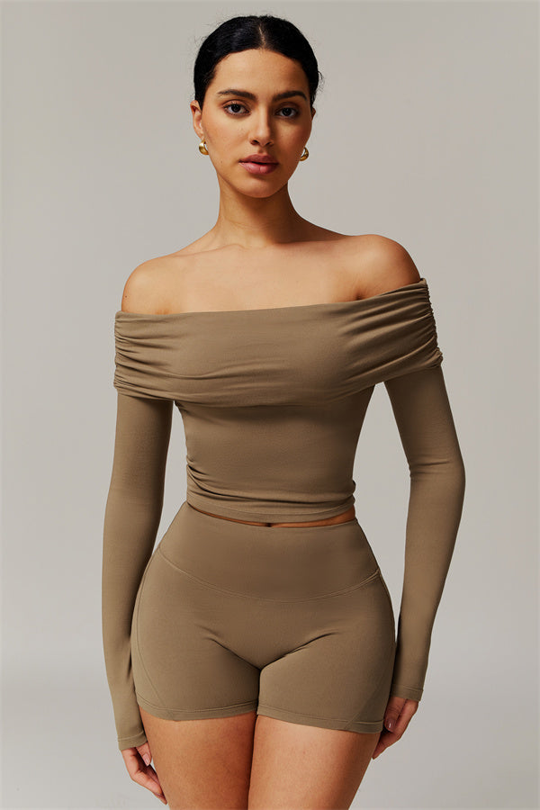 The Luxe Ruched Long Sleeve Off-Shoulder Top