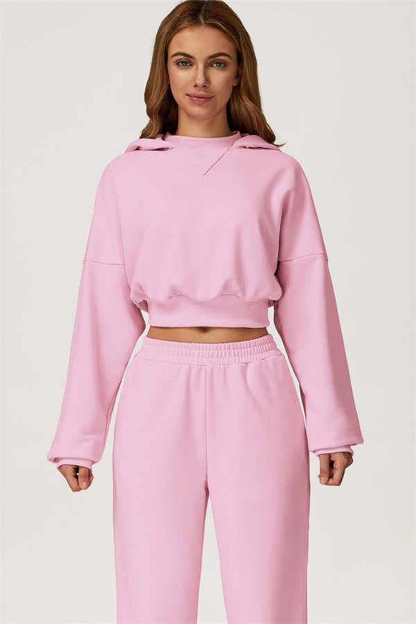 The Axis Crop Hoodie Pants 2-Piece Set Vanilla