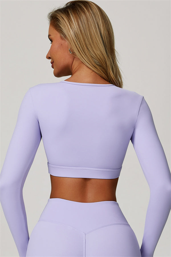 The Lavish Long Sleeve Cut-out Crop Top Tennis Skirt 2-Piece Set