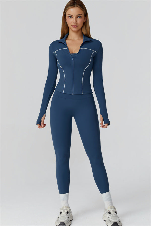 The Venus Zip Top Sports Bra Leggings 3-Piece Set