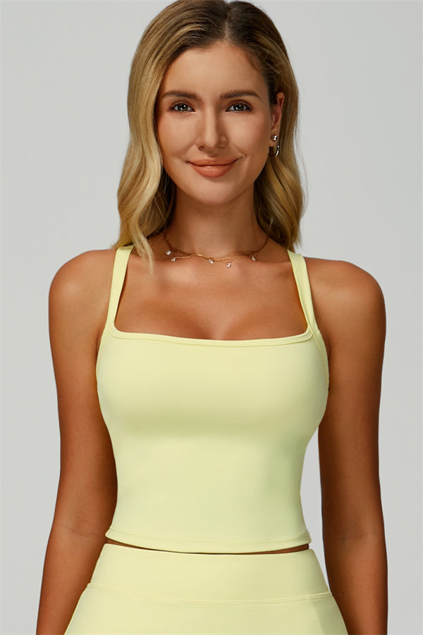 The Flourish Crop Tank Yellow Tan