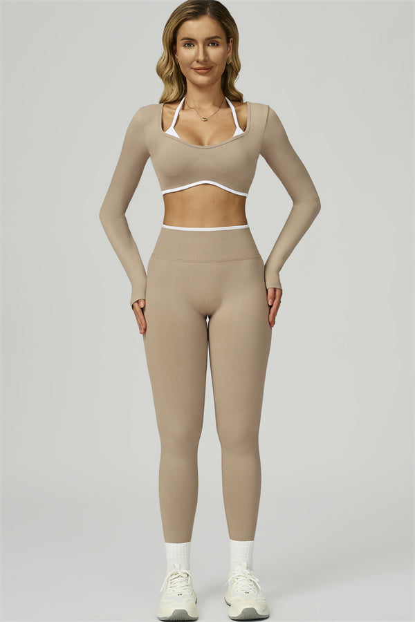 The Prime Line Long Sleeve Crop Top Leggings 2-Piece Set