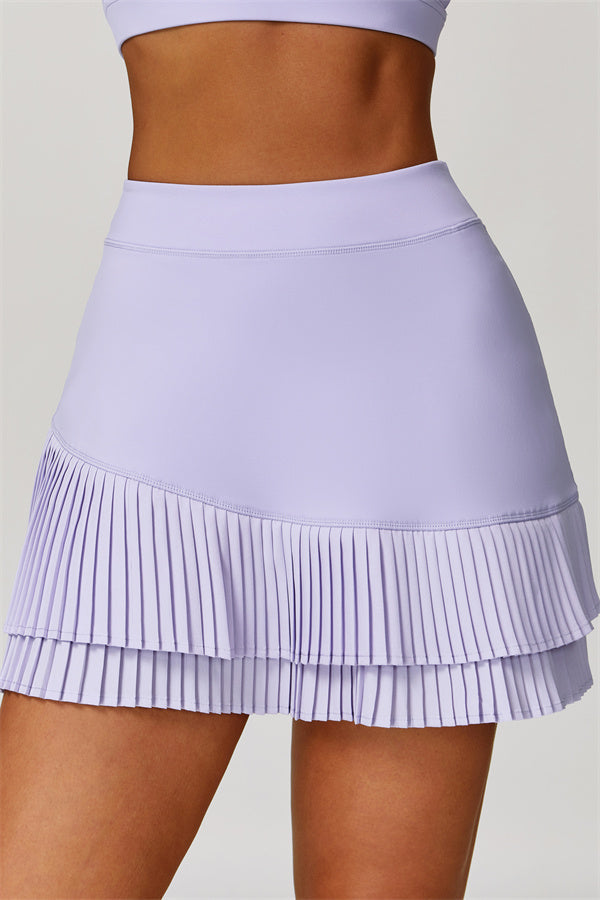 The Lavish Long Sleeve Cut-out Crop Top Tennis Skirt 2-Piece Set