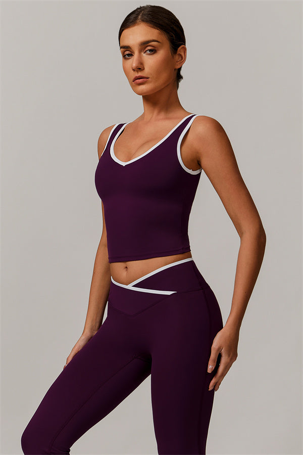 The Stamina Tank Top Flared Leggings 2-Piece Set Plum Purple
