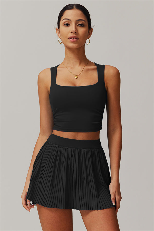 The Balance Crop Top Tennis Skirt 2-Piece Set Black