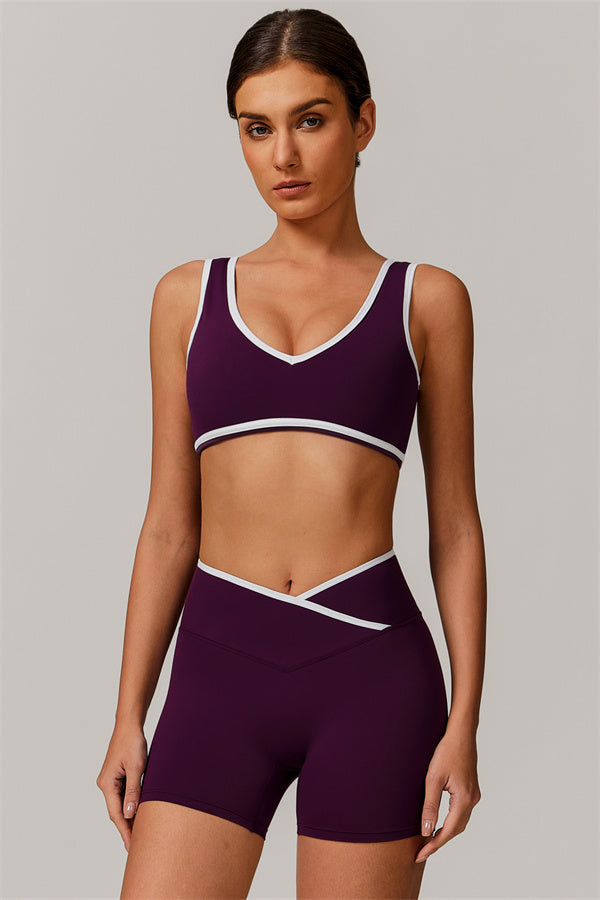The Stamina Sports Bra Shorts 2-Piece Set Plum Purple