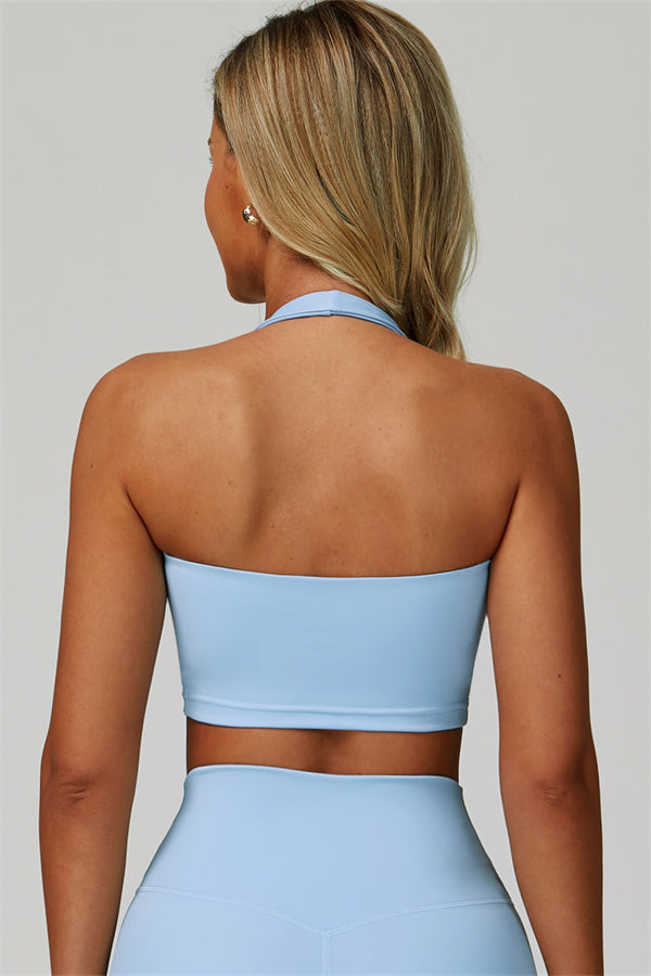 The Seraphine Halter Crop Top Blue Angel
