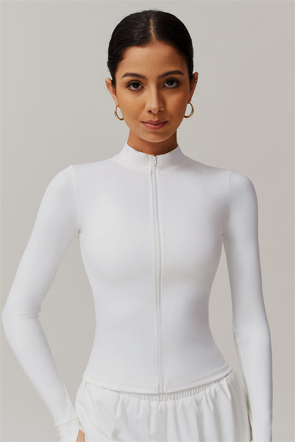 The Nova Longsleeve Zip Jacket White