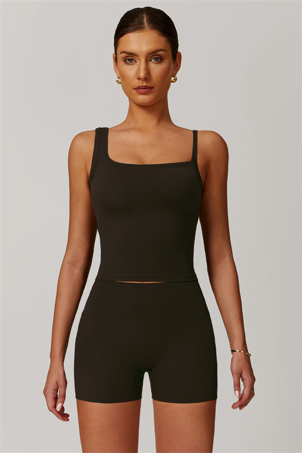 The Flourish Crop Top Shorts 2-Piece Set Bistre