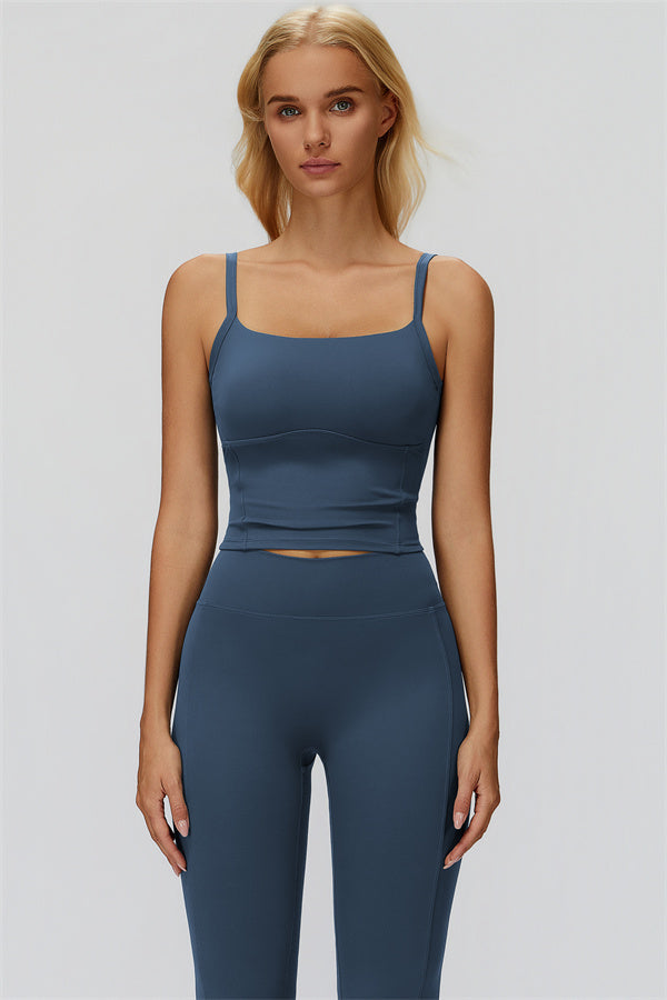 The Fyra Crop Tank Flared Leggings 2-Piece Set Cobalt