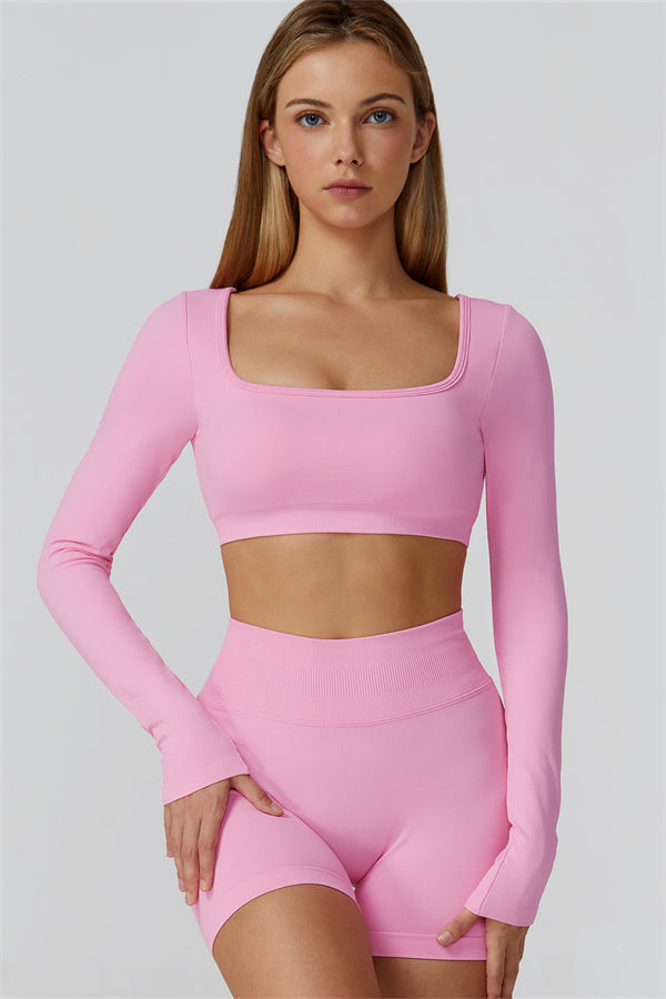 The Reign Long Sleeve Crop Top Shorts 2-Piece Set