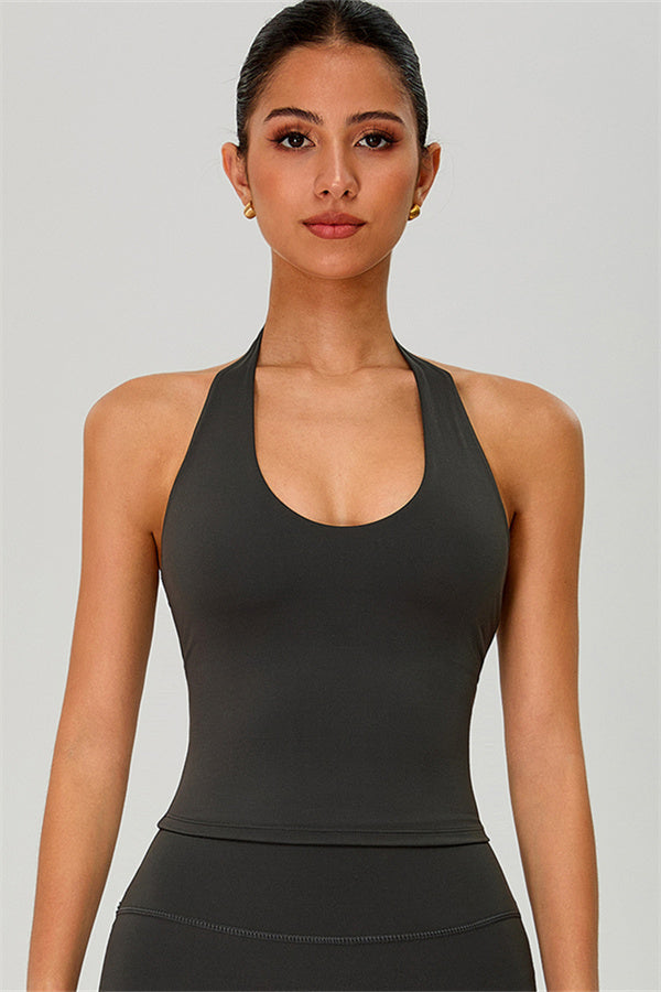 The Solid Halter Tank Top Leggings 2-Piece Set