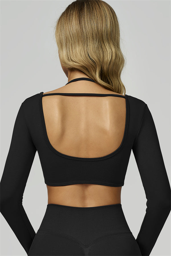 The Prime Long Sleeve Crop Top Black