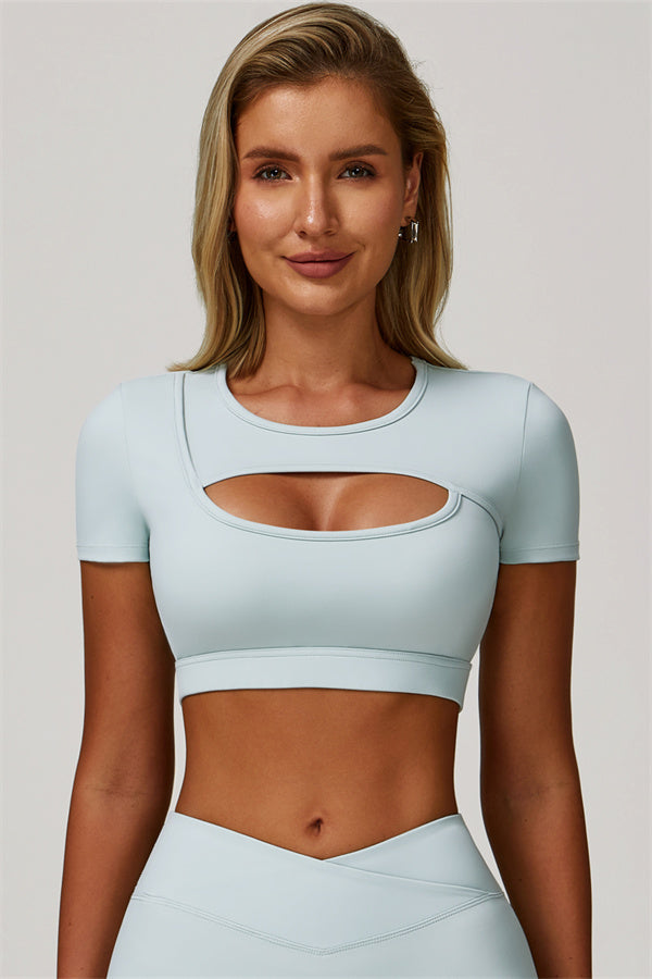 The Lavish Cut-out Crop Top Sea Mist
