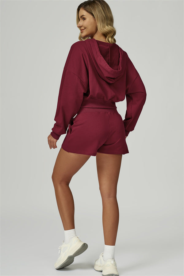 The FlexFit Crop Hoodie Shorts 2-Piece Set