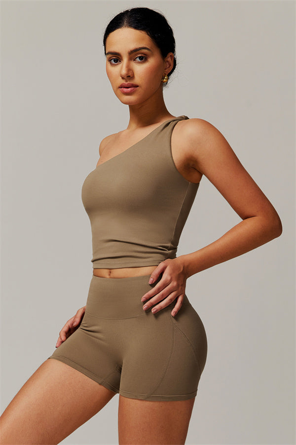 The Luxe One-Shoulder Crop Top Shorts 2-Piece Set