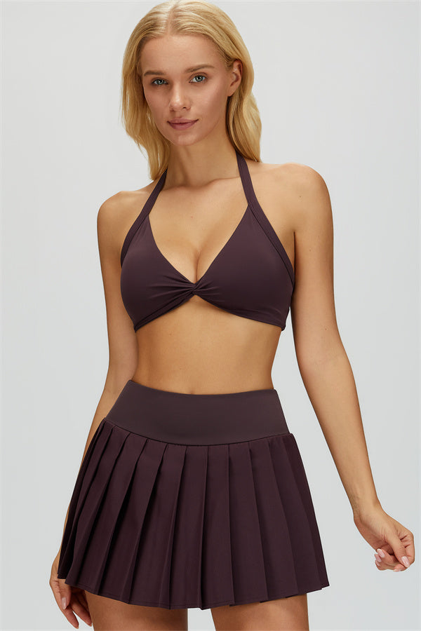 The Dreamy Sports Bra Skirt 2-Piece Set Purple Brown