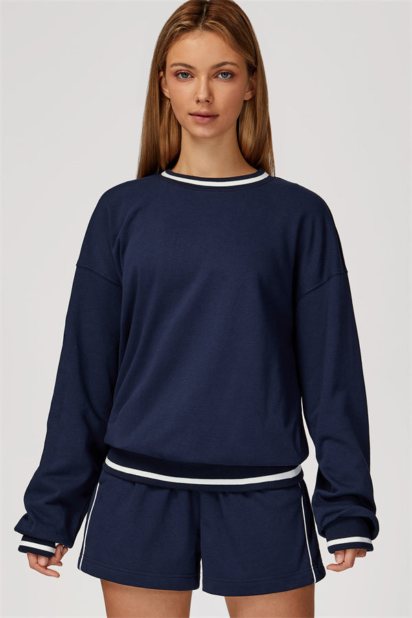 The Amara Sweatshirt Lounge Shorts 2-Piece Set Cobalt