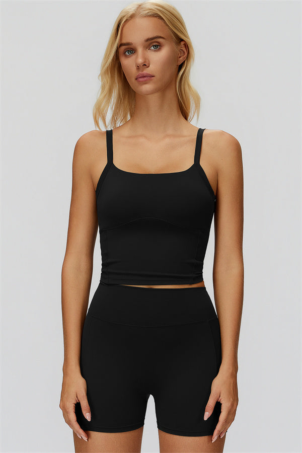 The Fyra Crop Tank Shorts 2-Piece Set Black