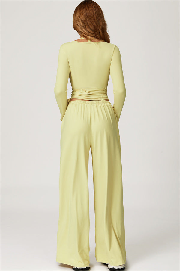 The Sprint Long Sleeve Crop Top Halter Tank Top Sweatpants 3-Piece Set