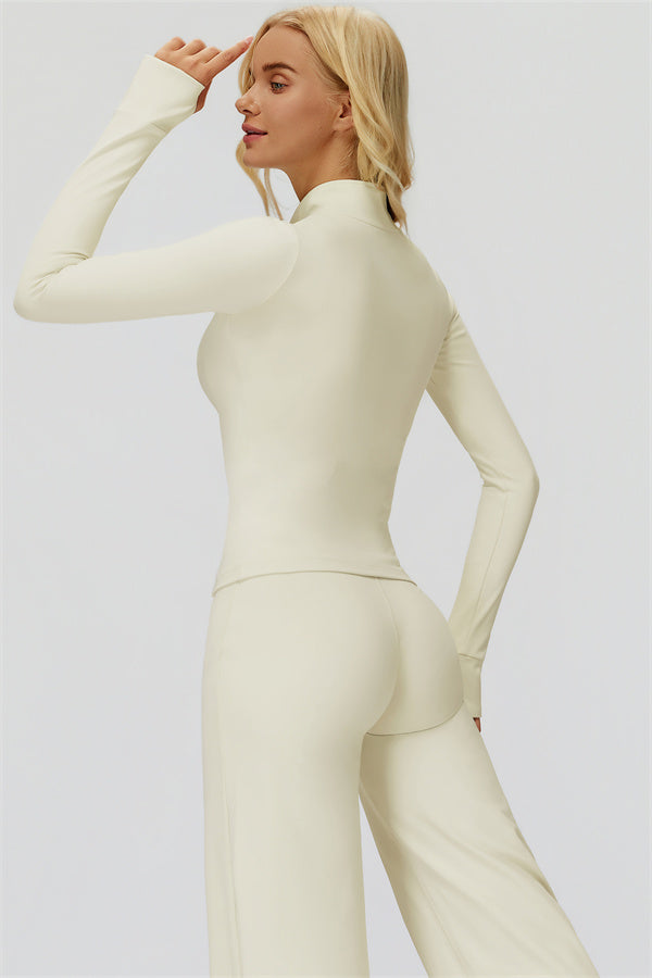 The FemmeFit Zip Jacket Straight Leg Pants 2-Piece Set