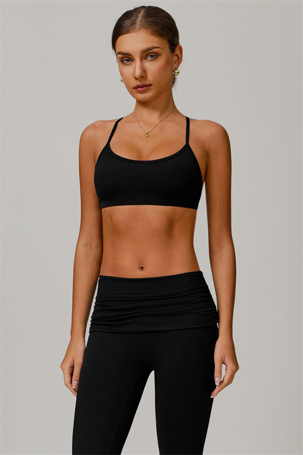 The Juno Star Sports Bra Flared Leggings 2-Piece Set Black