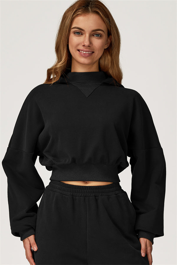 The Axis Crop Hoodie Black