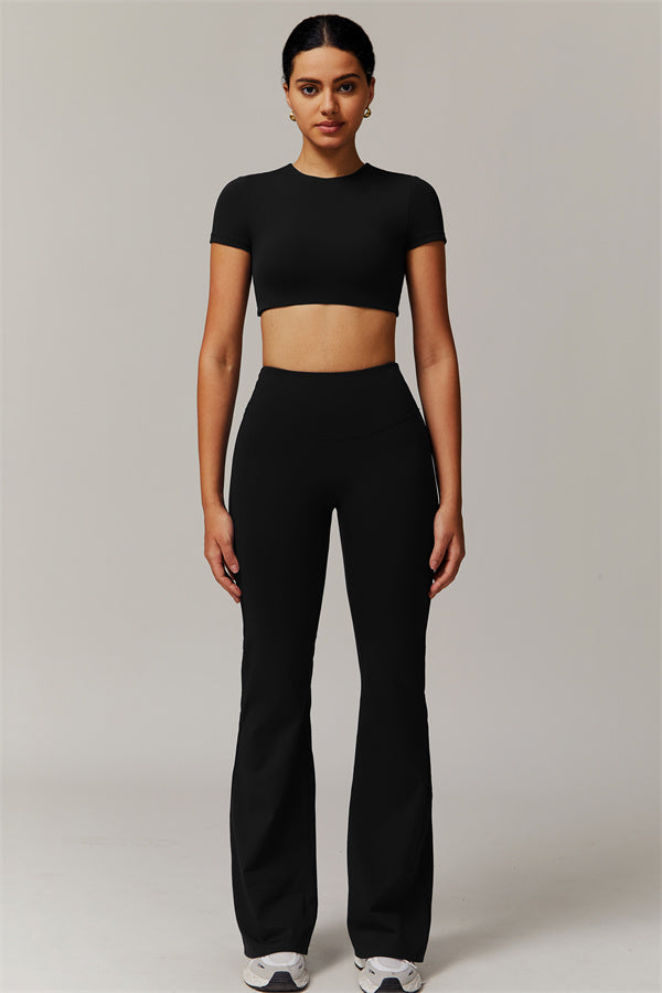 The Delicate Crop Top Flared Leggings 2-Piece Set