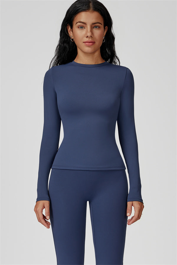 The Oasis Long Sleeve T-shirt Flared Leggings 2-Piece Set Chambray