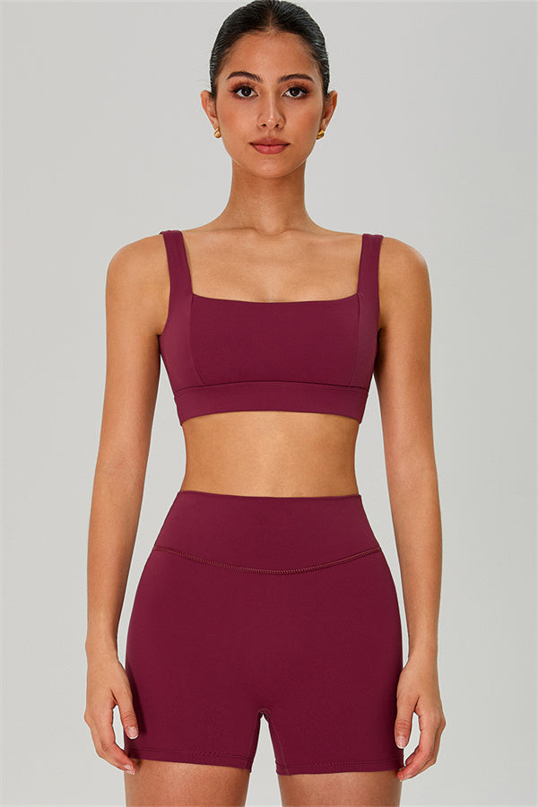 The Jewel Sports Bra Shorts 2-Piece Set Burgundy