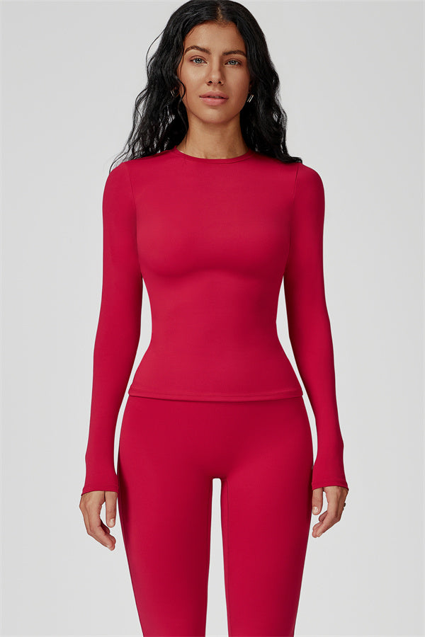 The Oasis Long Sleeve T-shirt Flared Leggings 2-Piece Set Amaranth
