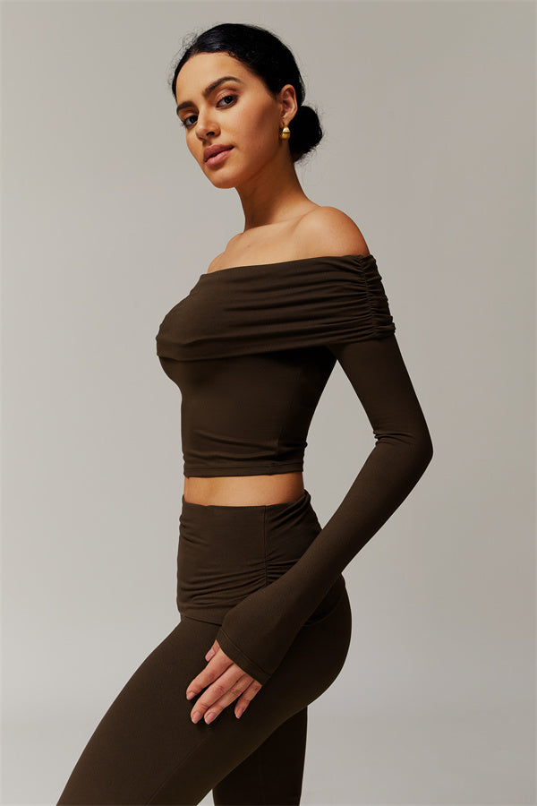 The Luxe Ruched Long Sleeve Off-Shoulder Top