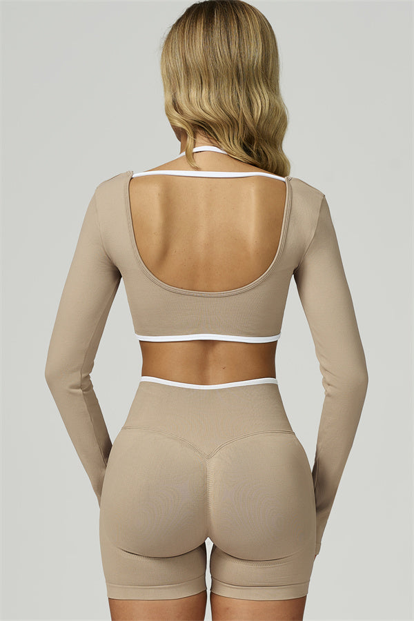 The Prime Line Long Sleeve Crop Top Shorts 2-Piece Set Nobel