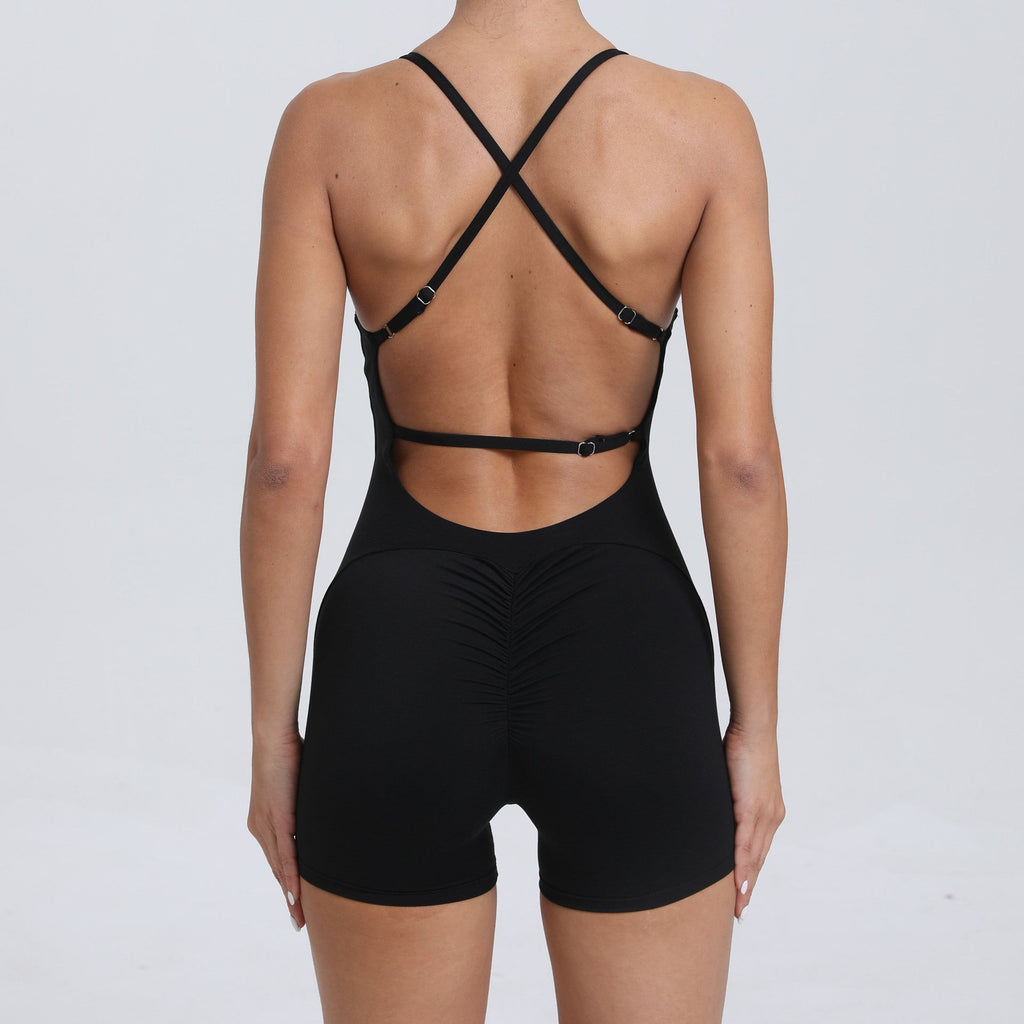 Power Backless Sculpt Romper Black