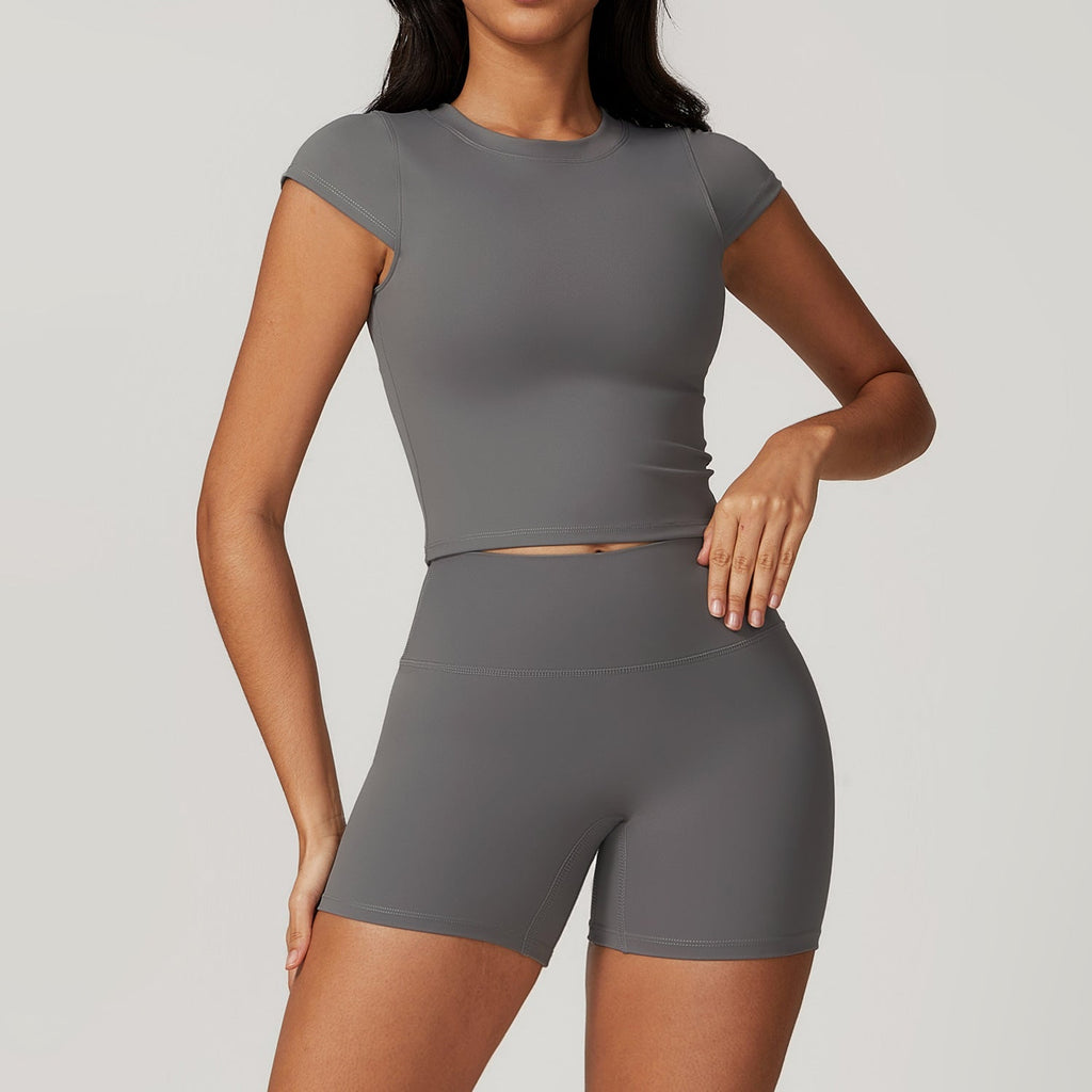 Talia T Sleeve Top & Shorts Set Graphite