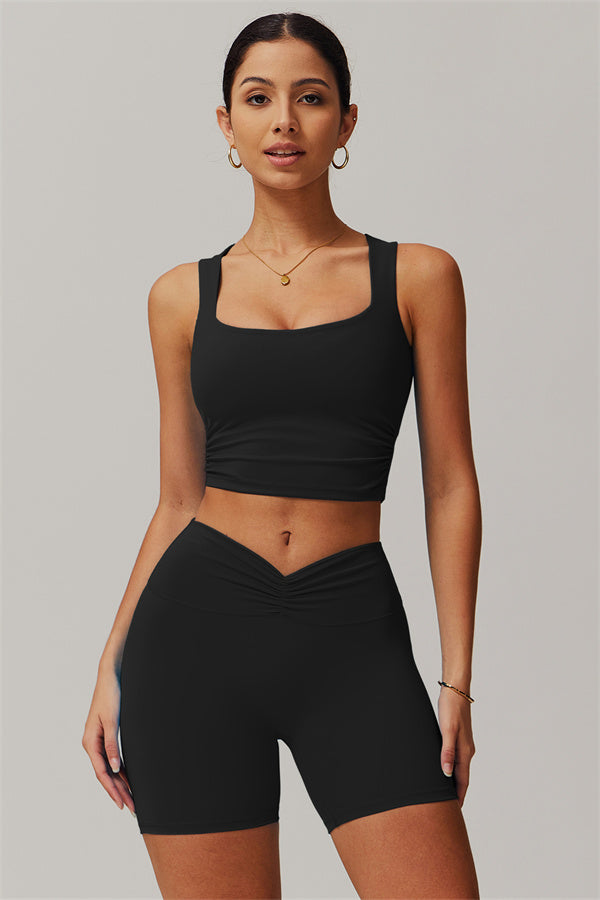 The Balance Crop Top Shorts 2-Piece Set Black