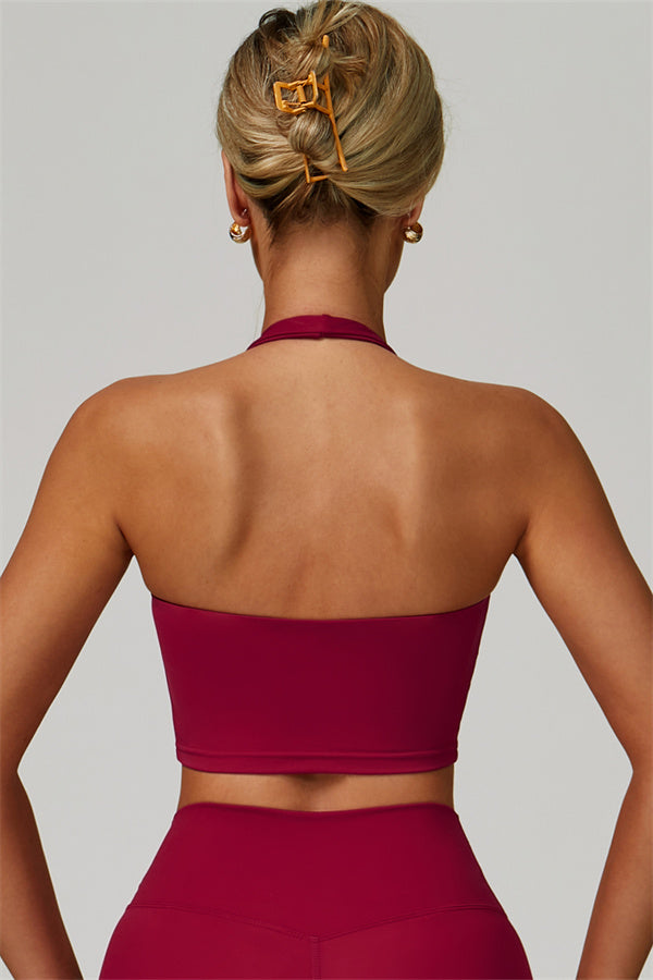 The Seraphine Halter Crop Top Red Berry
