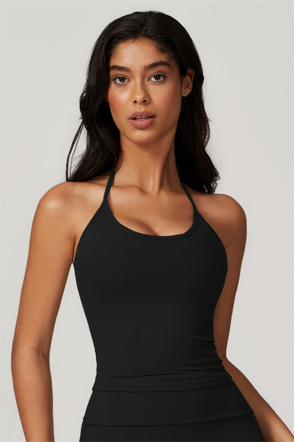 The Refresh Halter Crop Top Black