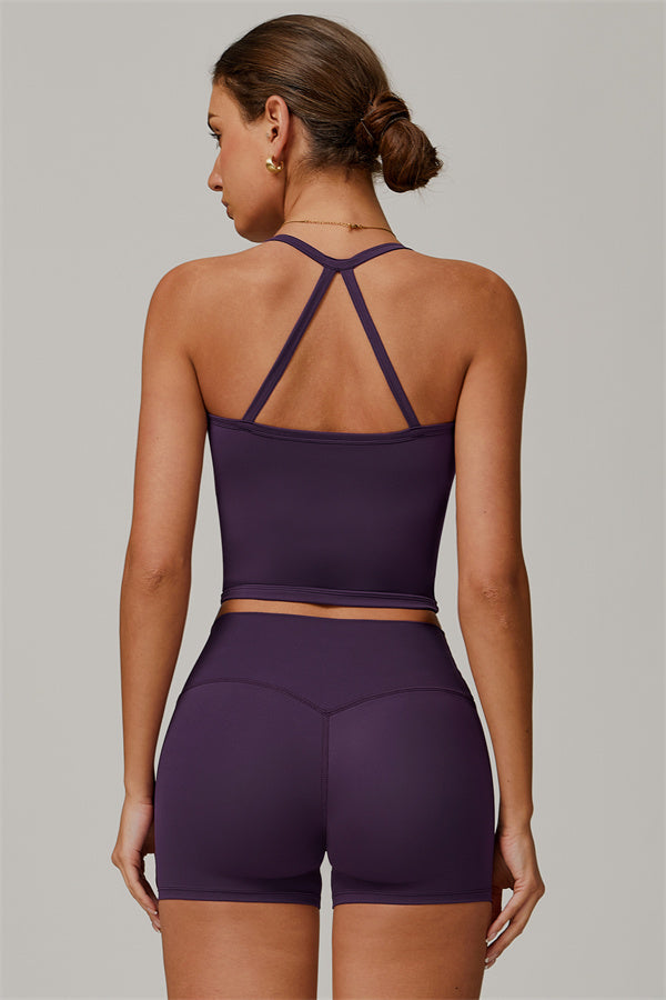 The Isabella Crop Top Shorts 2-Piece Set Plum Purple