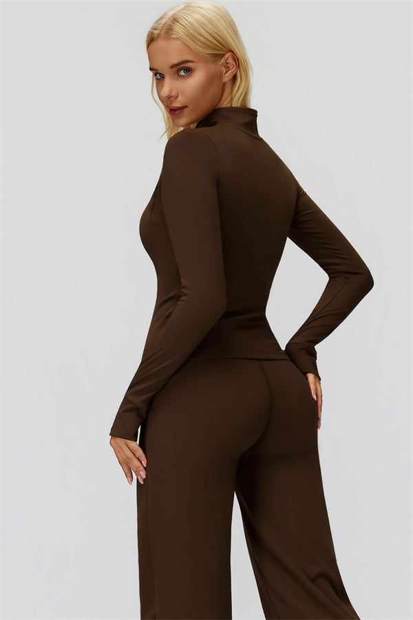 The FemmeFit Zip Jacket Straight Leg Pants 2-Piece Set