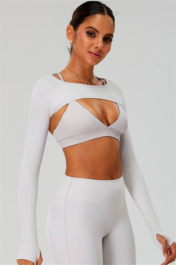 The Ember Sports Bra Crop Top Flared Leggings 3-Piece Set