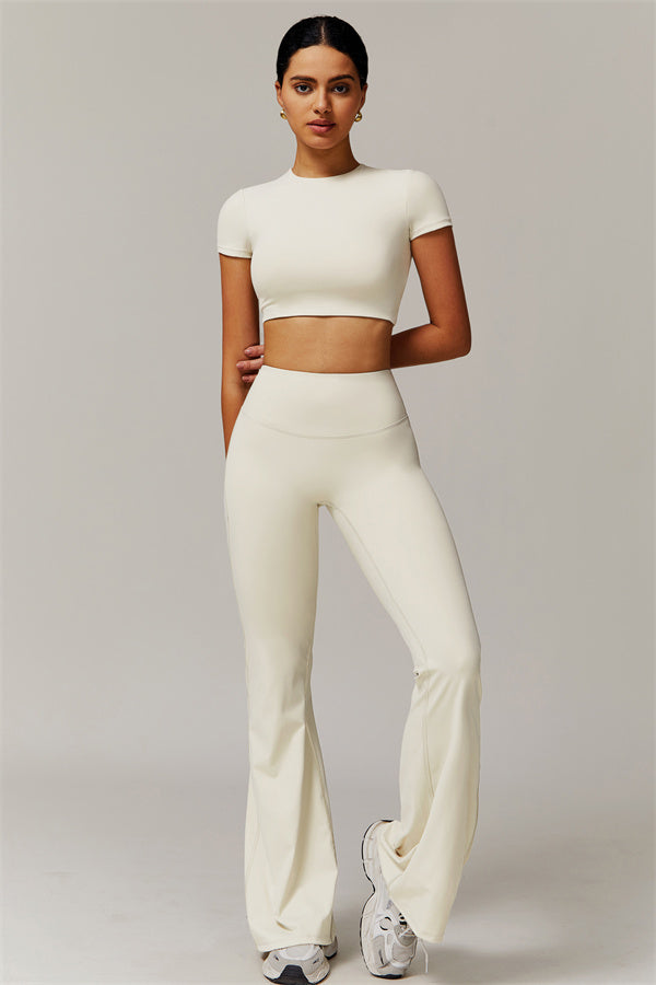 The Delicate Crop Top Flared Leggings 2-Piece Set
