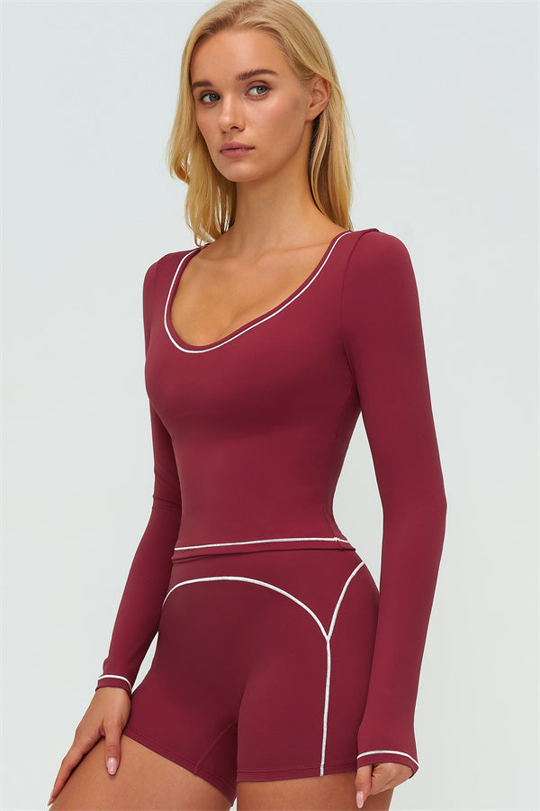 The Amara Long Sleeve T-shirt Shorts 2-Piece Set