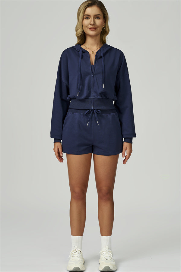 The FlexFit Crop Hoodie Shorts 2-Piece Set