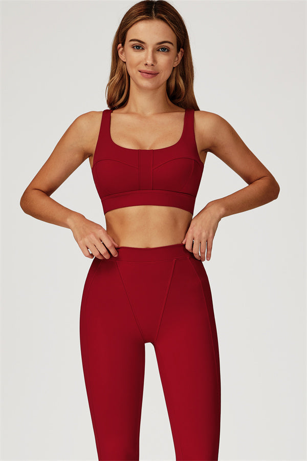 The Conquer Sports Bra Leggings 2-Piece Set Burgundy