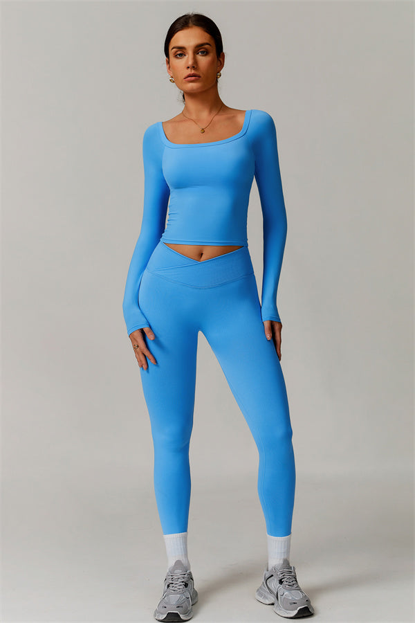 The Vivid Long Sleeve Crop Top Leggings 2-Piece Set