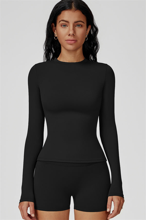 The Oasis Long Sleeve T-shirt Shorts 2-Piece Set Black