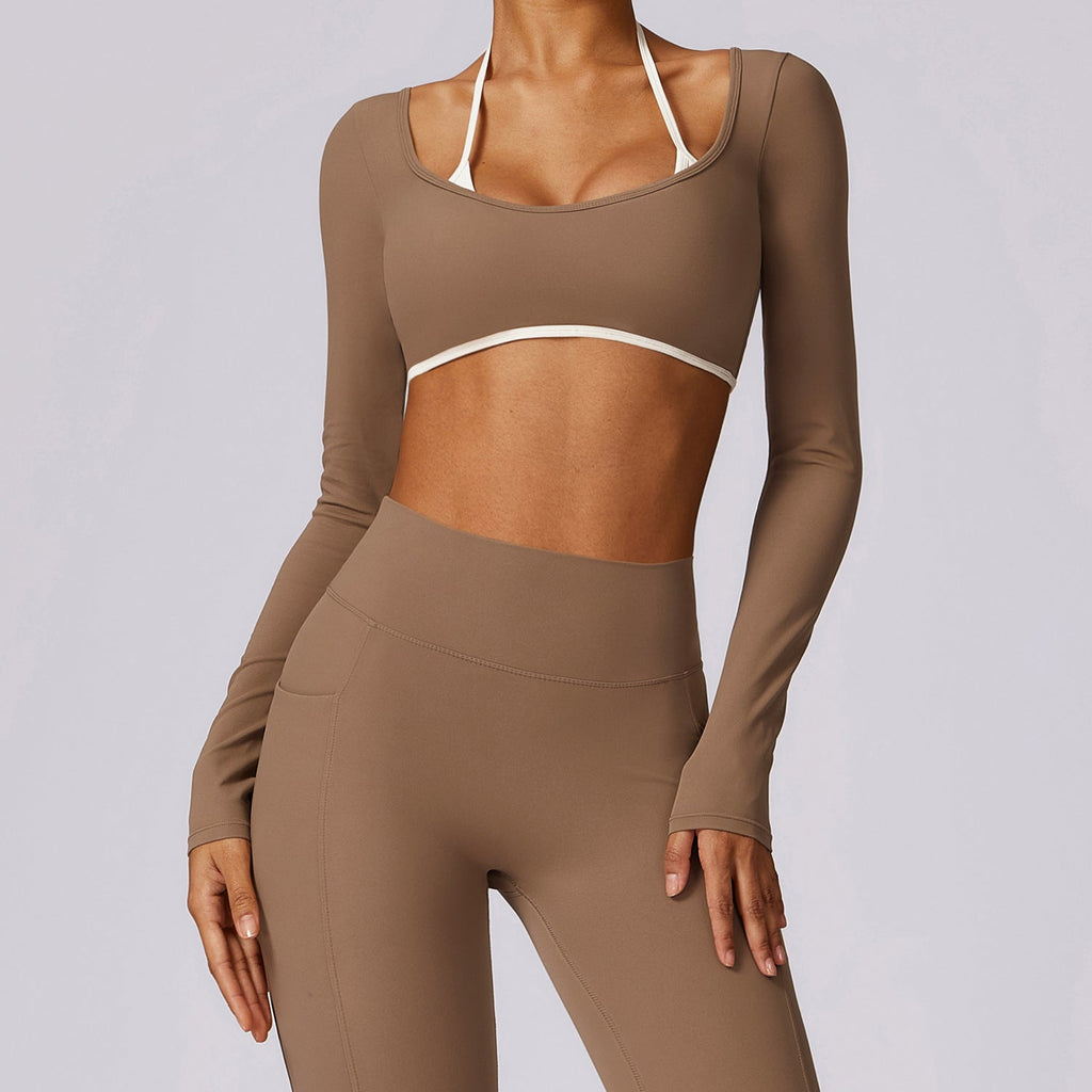 Noelle Contrast Longsleeve Top Coffee